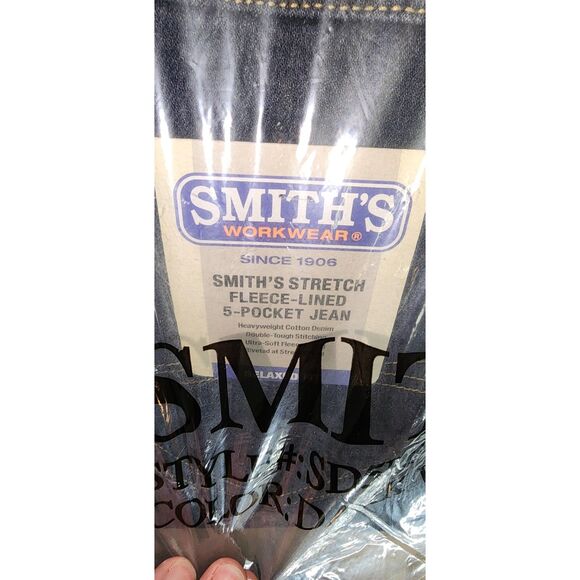 NWT Smith's Workwear Stretch Fleece Lined Dark Blue Denim Jeans Size 40 x 30 - Picture 5 of 7